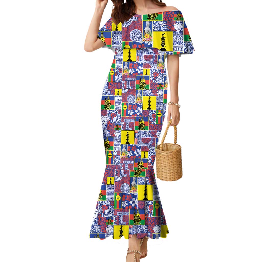 New Caledonia Joyeux Noel Mermaid Dress Pacific Patchwork Xmas Vibes - Polynesian Pride