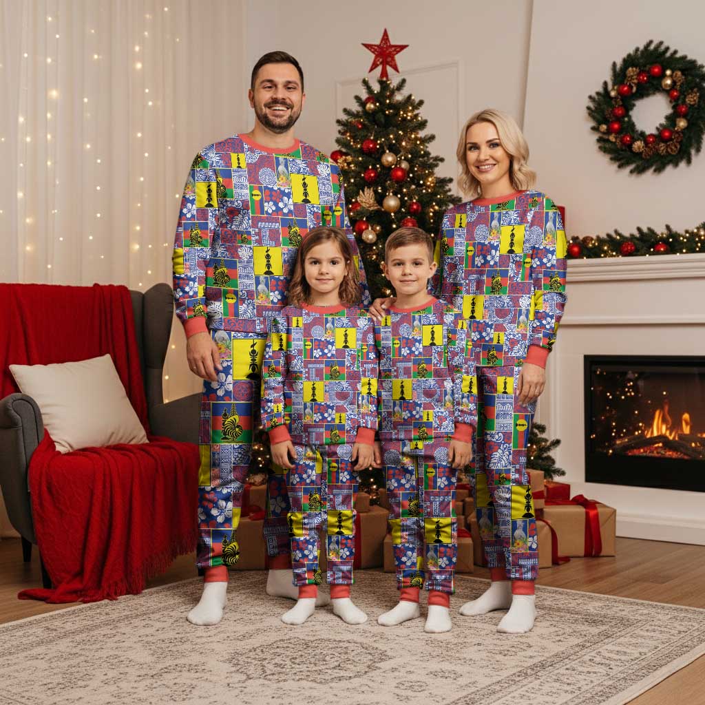 New Caledonia Joyeux Noel Christmas Pajama Set Pacific Patchwork Xmas Vibes - Polynesian Pride