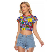 New Caledonia Joyeux Noel Raglan Cropped T Shirt Pacific Patchwork Xmas Vibes - Polynesian Pride