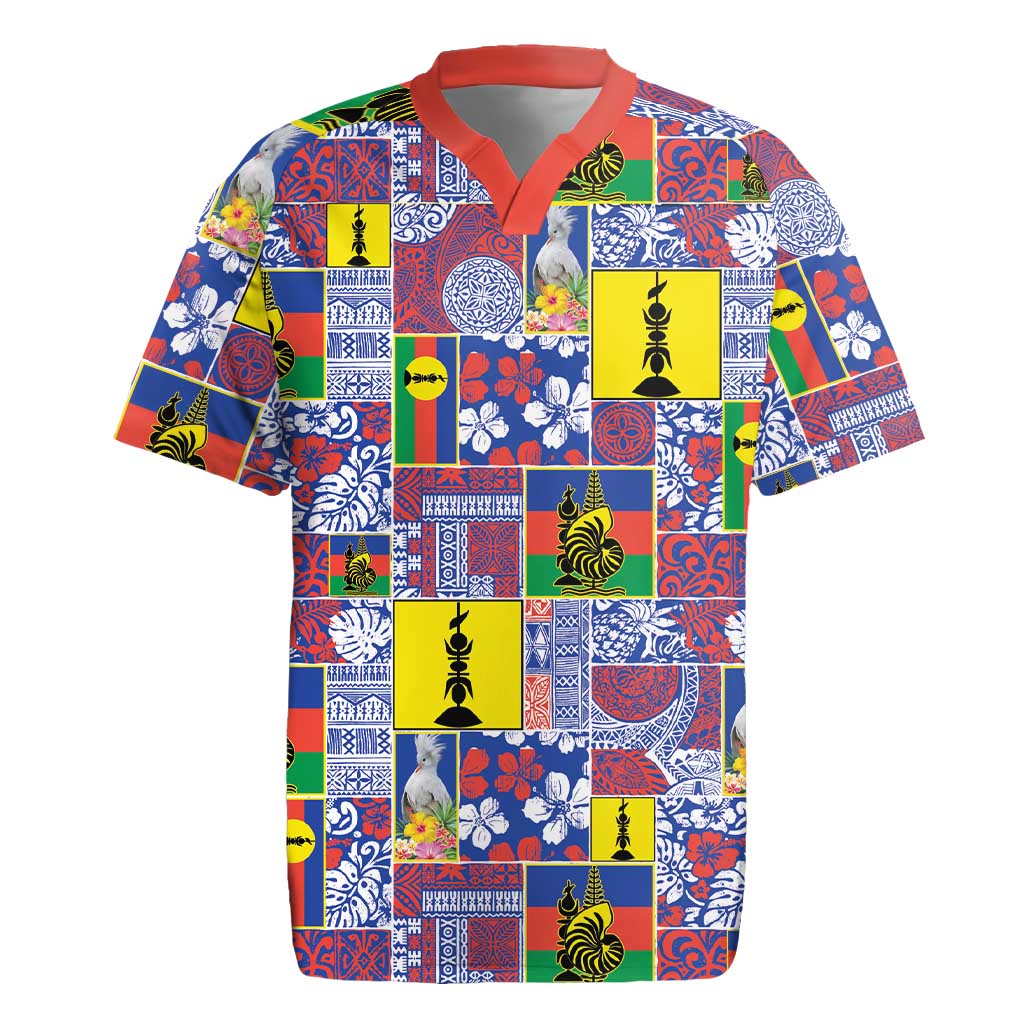 New Caledonia Joyeux Noel Rugby Jersey Pacific Patchwork Xmas Vibes - Polynesian Pride