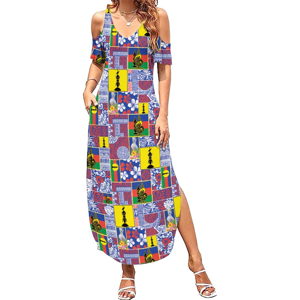 New Caledonia Joyeux Noel Summer Maxi Dress Pacific Patchwork Xmas Vibes - Polynesian Pride