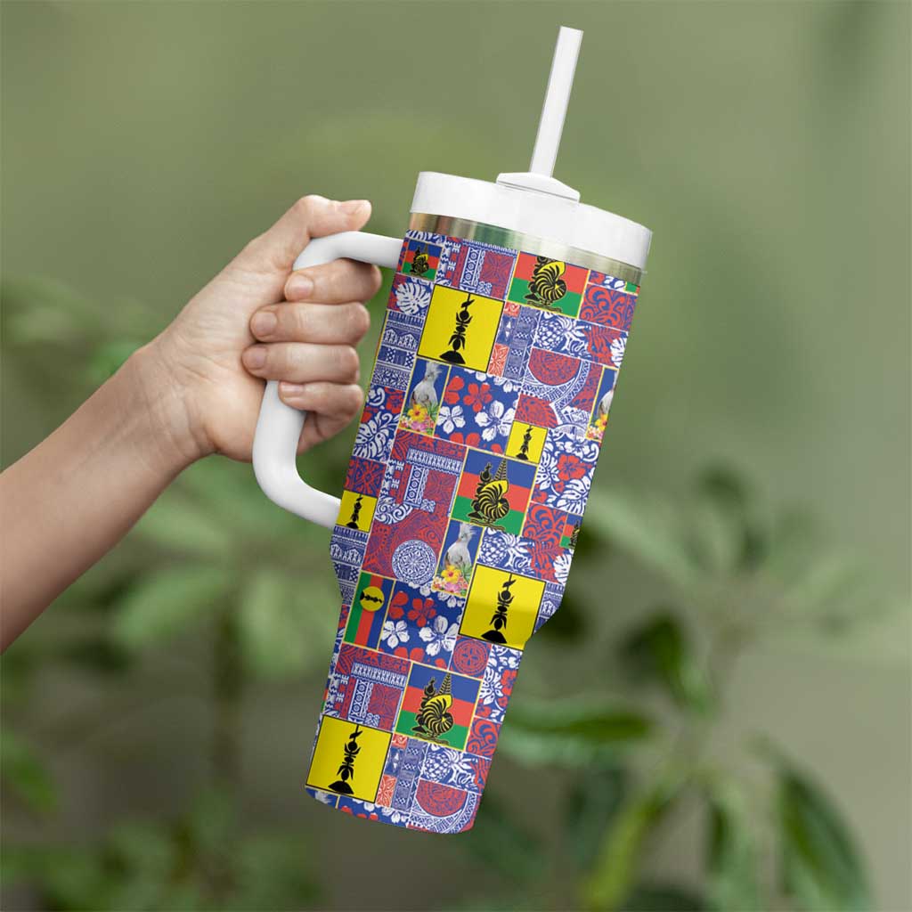 New Caledonia Joyeux Noel Tumbler With Handle Pacific Patchwork Xmas Vibes - Polynesian Pride
