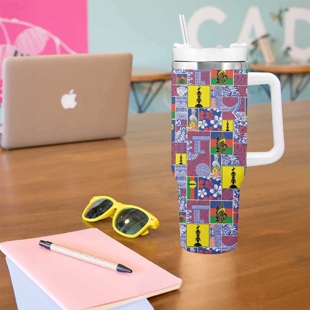 New Caledonia Joyeux Noel Tumbler With Handle Pacific Patchwork Xmas Vibes - Polynesian Pride