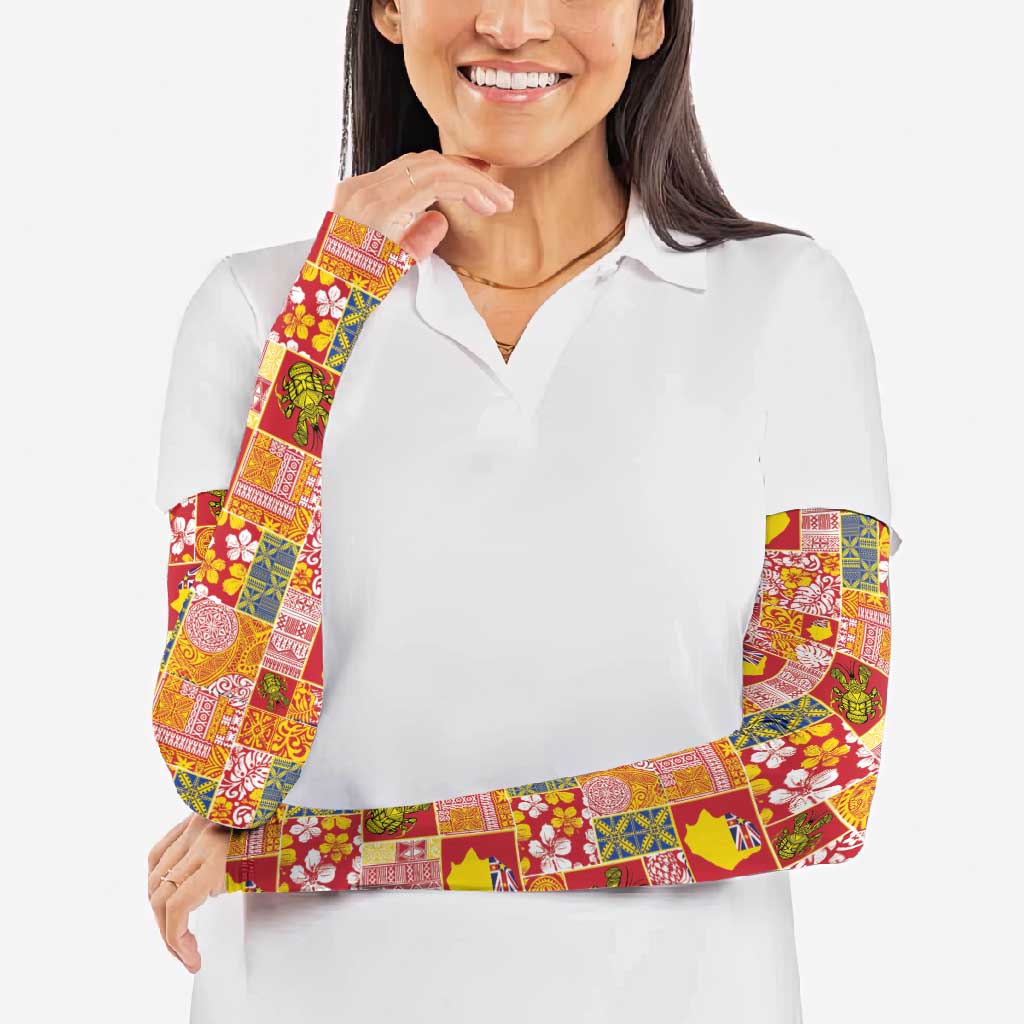 Niue Monuina e Kilisimasi Arm Sleeves Pacific Patchwork Xmas Vibes - Polynesian Pride