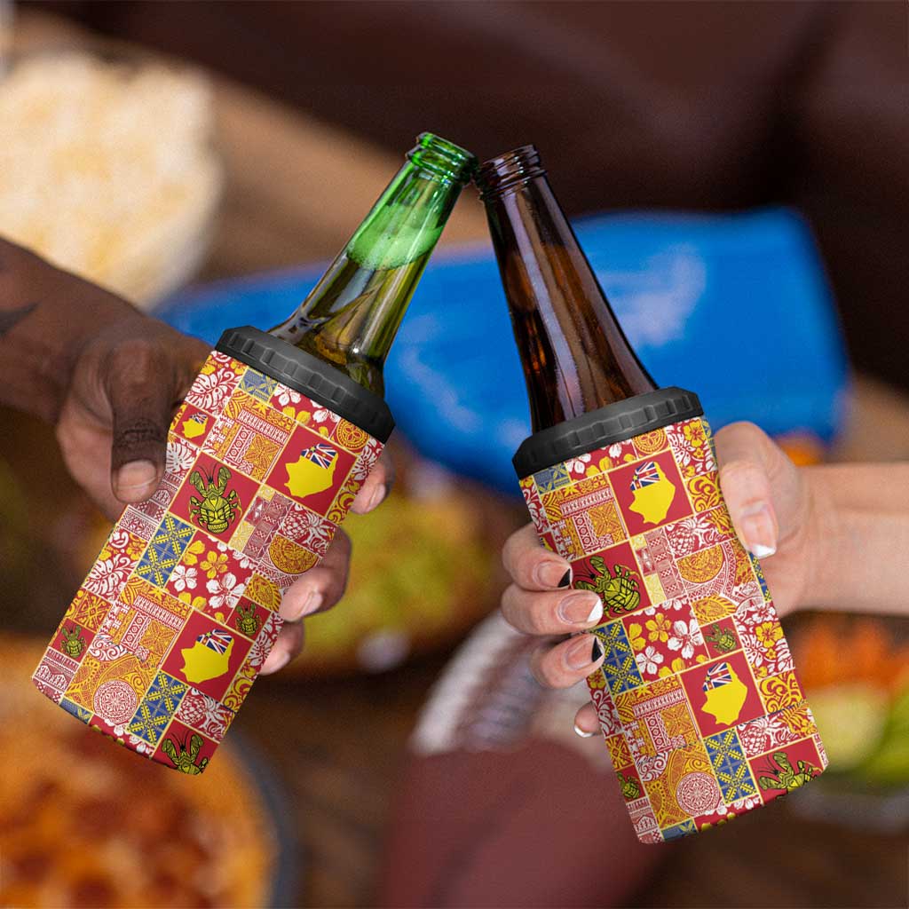 Niue Monuina e Kilisimasi 4 in 1 Can Cooler Tumbler Pacific Patchwork Xmas Vibes - Polynesian Pride