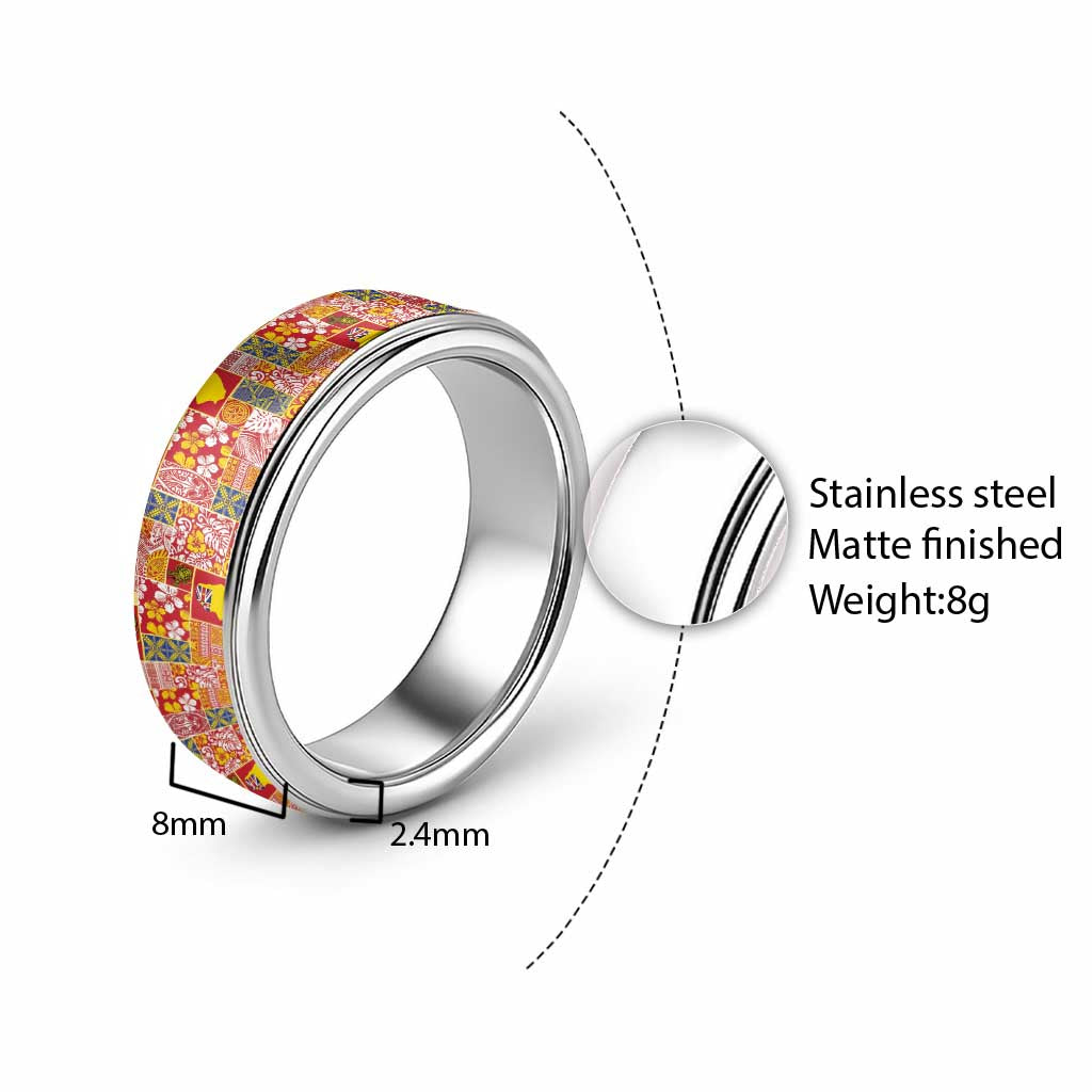 Niue Monuina e Kilisimasi Classic Ring Pacific Patchwork Xmas Vibes - Polynesian Pride