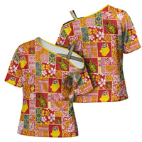 Niue Monuina e Kilisimasi Cross Shoulder Shirt Pacific Patchwork Xmas Vibes - Polynesian Pride