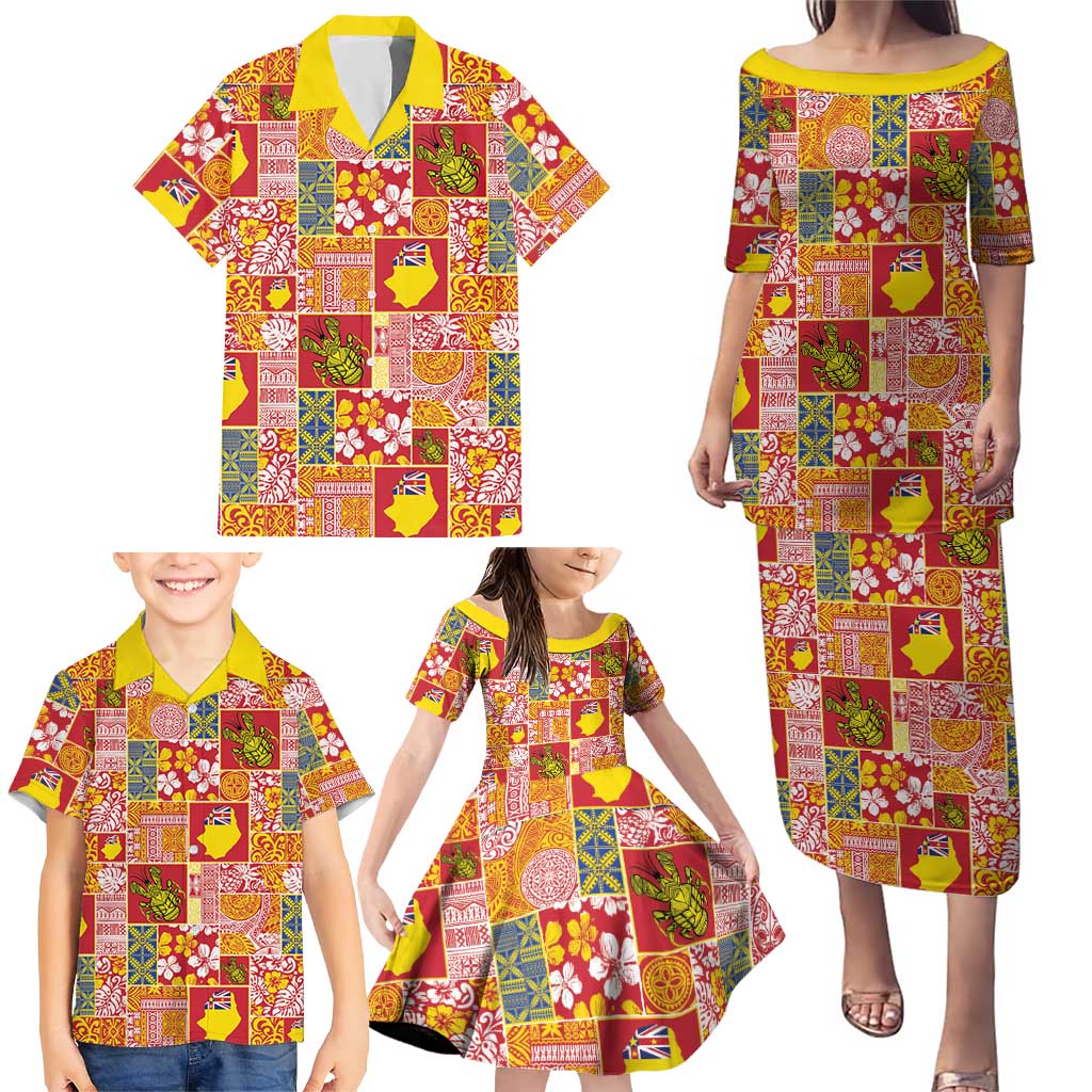 Niue Monuina e Kilisimasi Family Matching Puletasi and Hawaiian Shirt Pacific Patchwork Xmas Vibes - Polynesian Pride