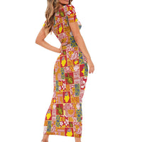 Niue Monuina e Kilisimasi Family Matching Short Sleeve Bodycon Dress and Hawaiian Shirt Pacific Patchwork Xmas Vibes - Polynesian Pride
