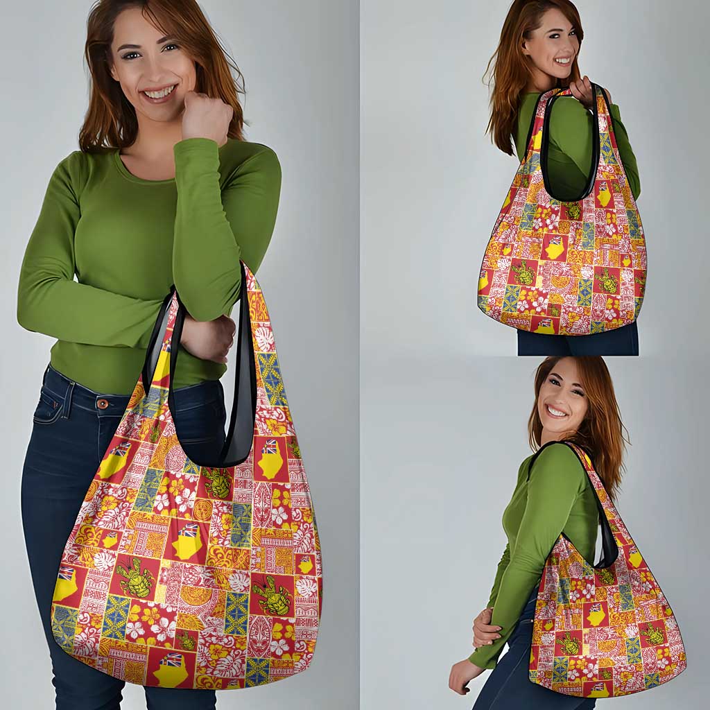 Niue Monuina e Kilisimasi Grocery Bag Pacific Patchwork Xmas Vibes - Polynesian Pride