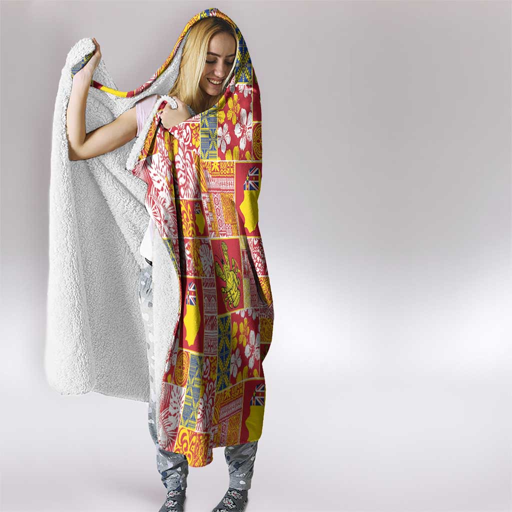 Niue Monuina e Kilisimasi Hooded Blanket Pacific Patchwork Xmas Vibes - Polynesian Pride