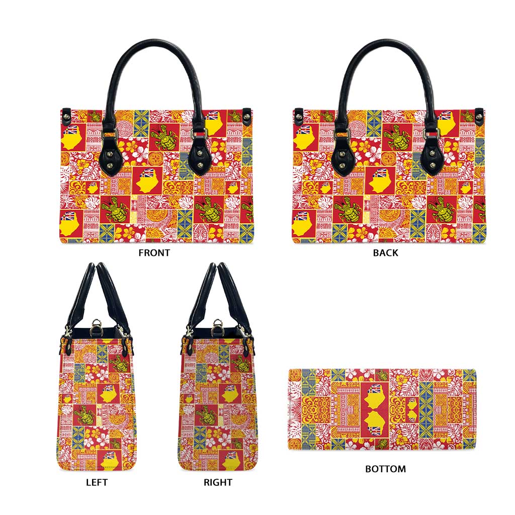 Niue Monuina e Kilisimasi Leather Bag Pacific Patchwork Xmas Vibes - Polynesian Pride
