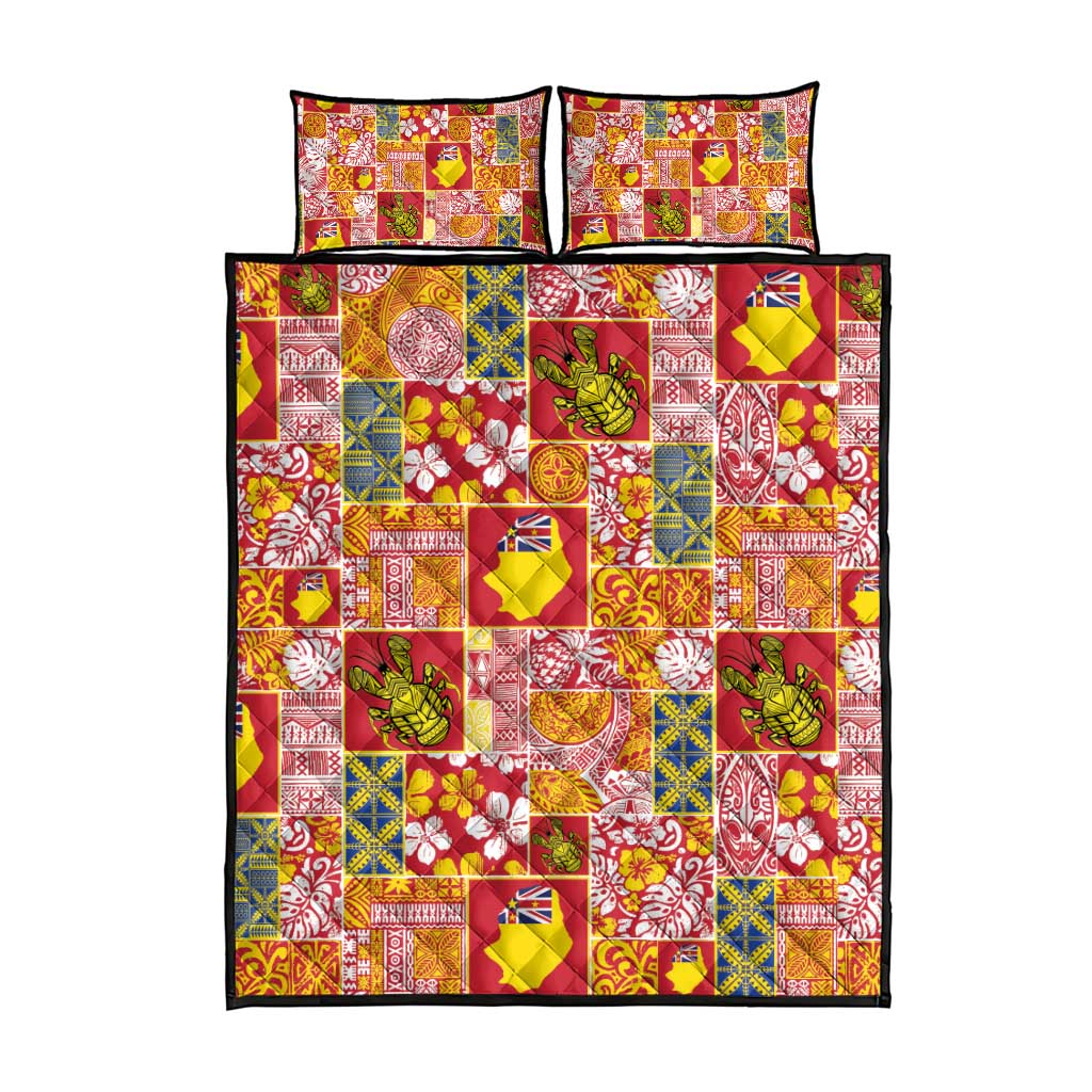 Niue Monuina e Kilisimasi Quilt Bed Set Pacific Patchwork Xmas Vibes - Polynesian Pride