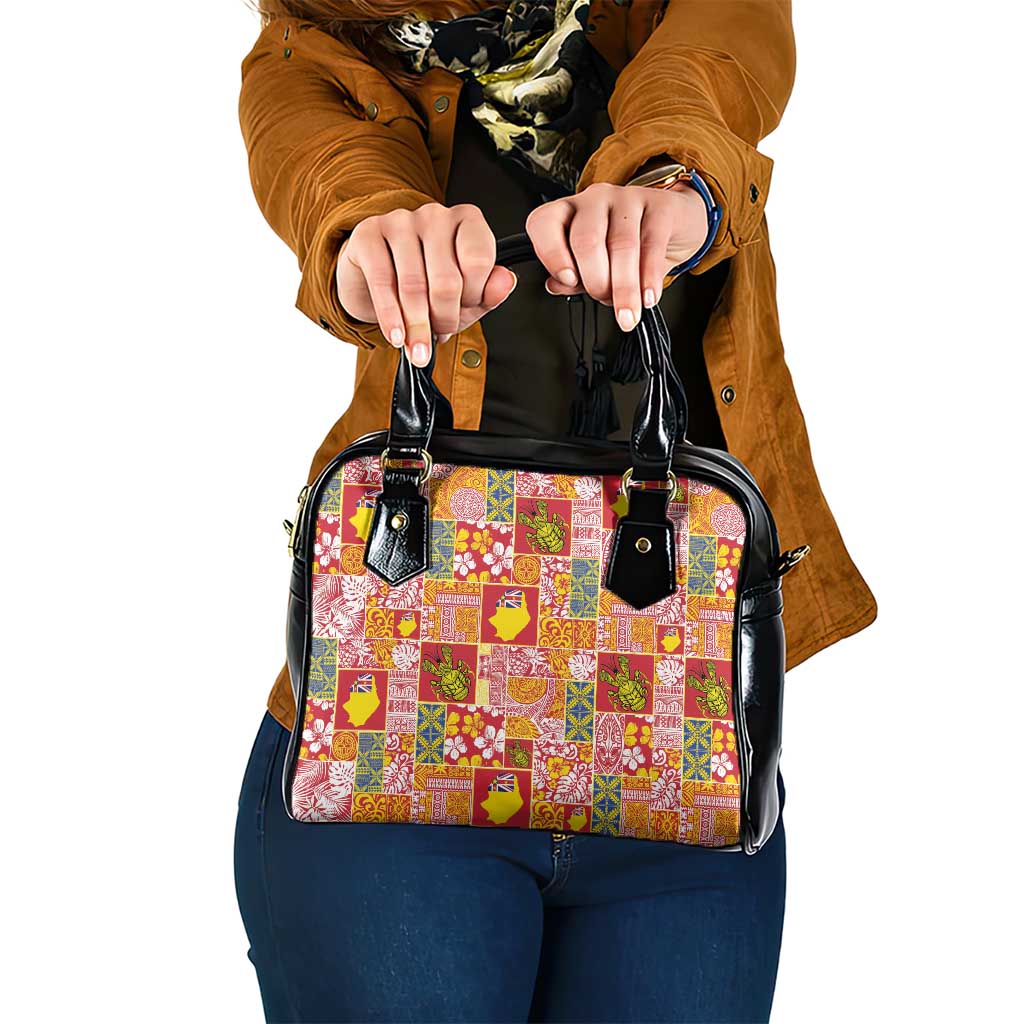 Niue Monuina e Kilisimasi Shoulder Handbag Pacific Patchwork Xmas Vibes - Polynesian Pride