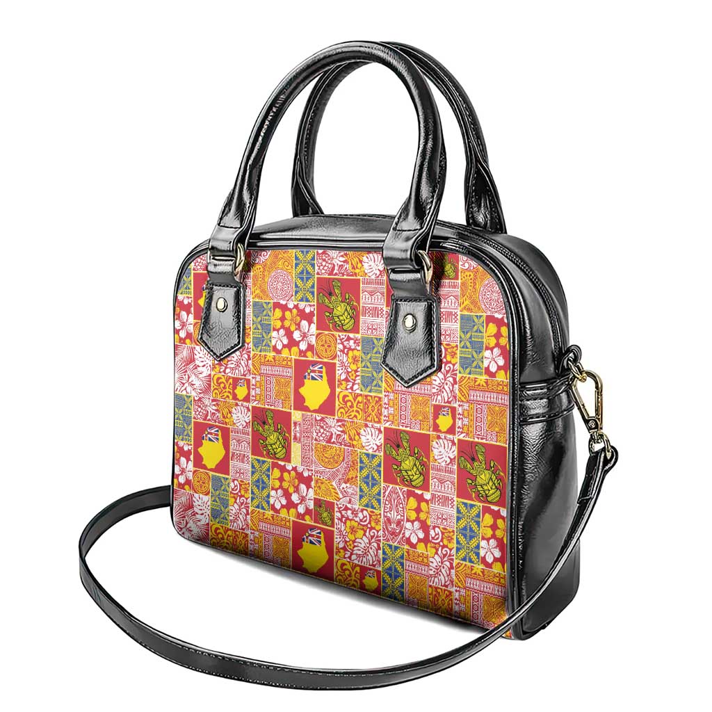 Niue Monuina e Kilisimasi Shoulder Handbag Pacific Patchwork Xmas Vibes - Polynesian Pride