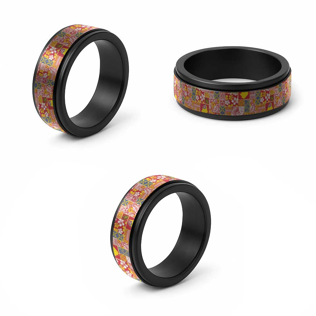Niue Monuina e Kilisimasi Spinner Ring Pacific Patchwork Xmas Vibes - Polynesian Pride