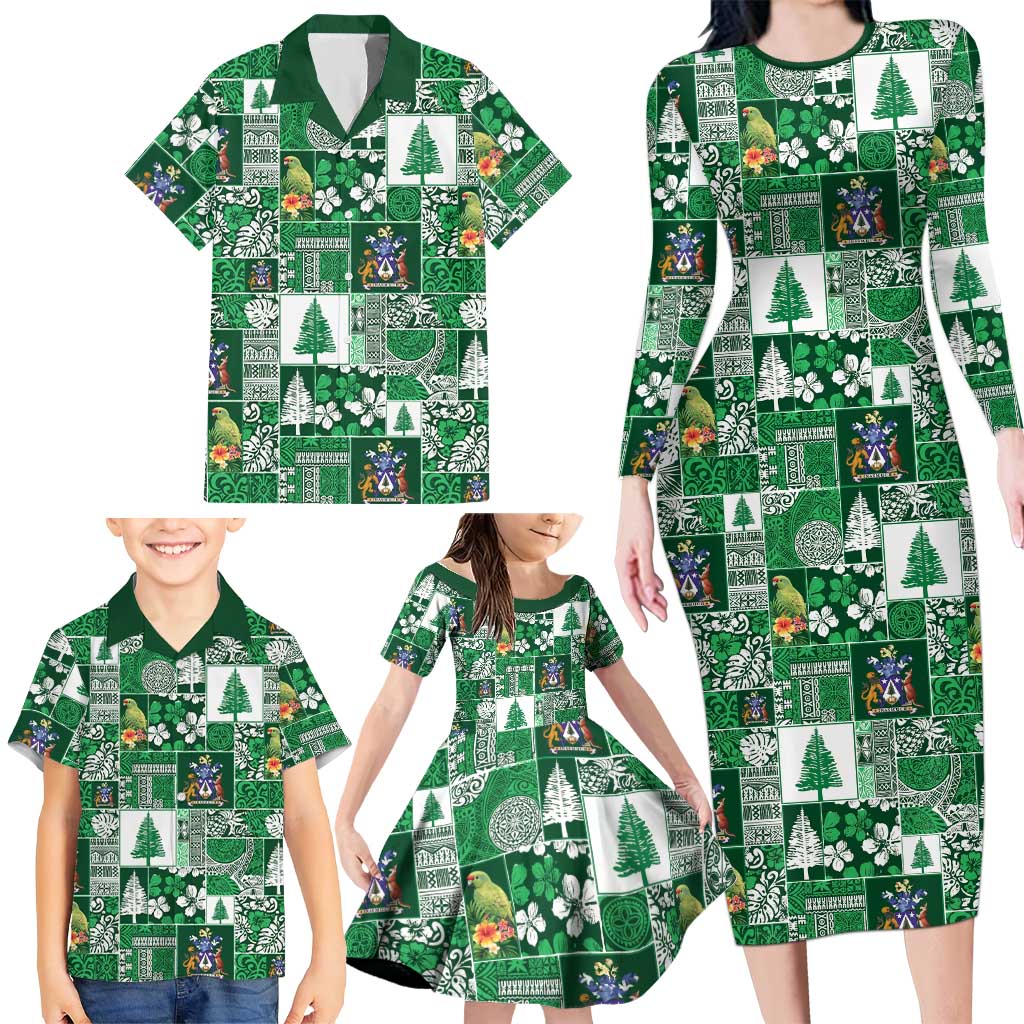 Norfolk Island Meri Krismas Family Matching Long Sleeve Bodycon Dress and Hawaiian Shirt Pacific Patchwork Xmas Vibes LT9 - Polynesian Pride