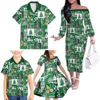 Norfolk Island Meri Krismas Family Matching Off The Shoulder Long Sleeve Dress and Hawaiian Shirt Pacific Patchwork Xmas Vibes LT9 - Polynesian Pride