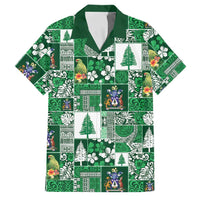 Norfolk Island Meri Krismas Family Matching Short Sleeve Bodycon Dress and Hawaiian Shirt Pacific Patchwork Xmas Vibes LT9 Dad's Shirt - Short Sleeve Green - Polynesian Pride
