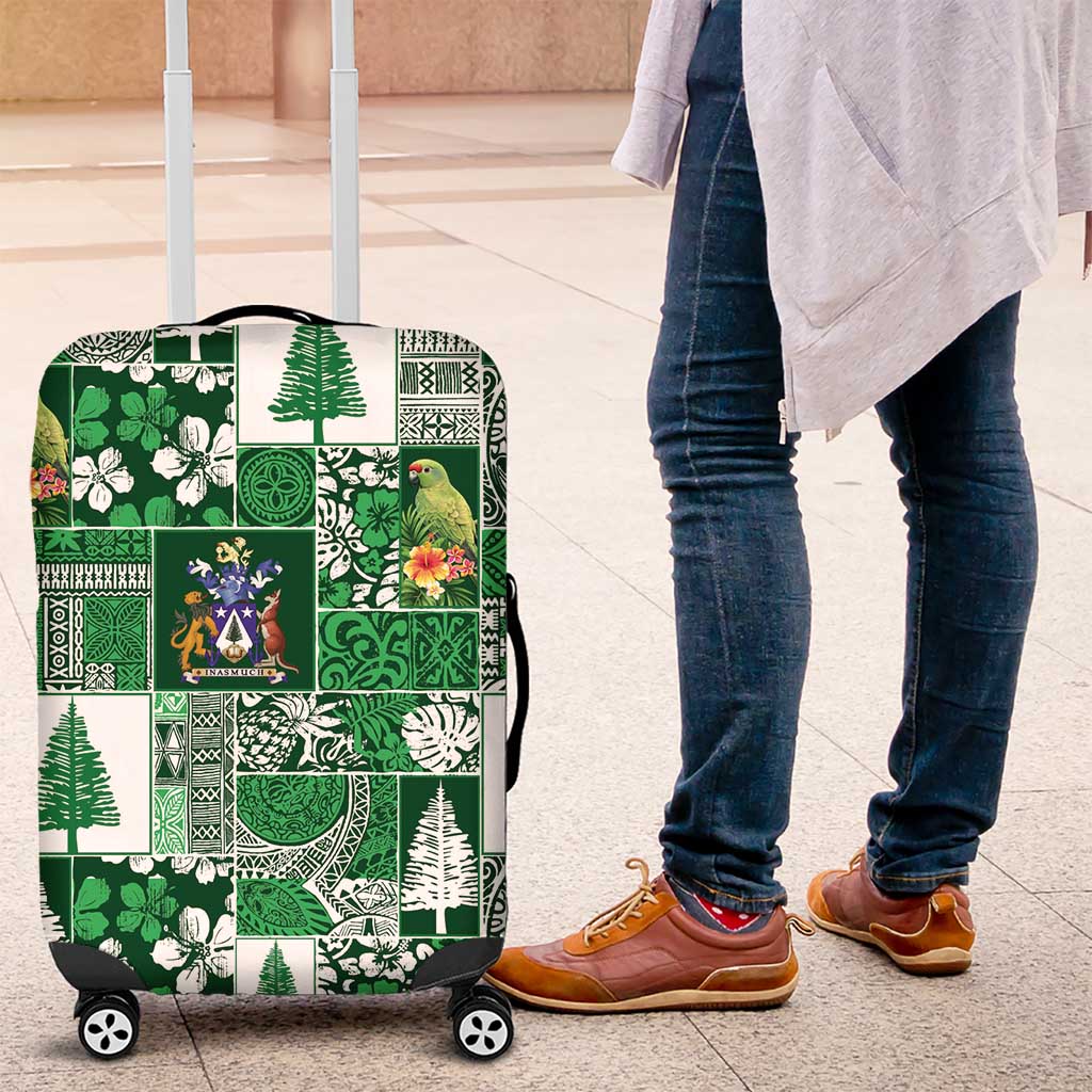 Norfolk Island Meri Krismas Luggage Cover Pacific Patchwork Xmas Vibes - Polynesian Pride