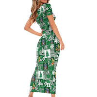 Norfolk Island Meri Krismas Short Sleeve Bodycon Dress Pacific Patchwork Xmas Vibes - Polynesian Pride