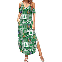 Norfolk Island Meri Krismas Summer Maxi Dress Pacific Patchwork Xmas Vibes - Polynesian Pride