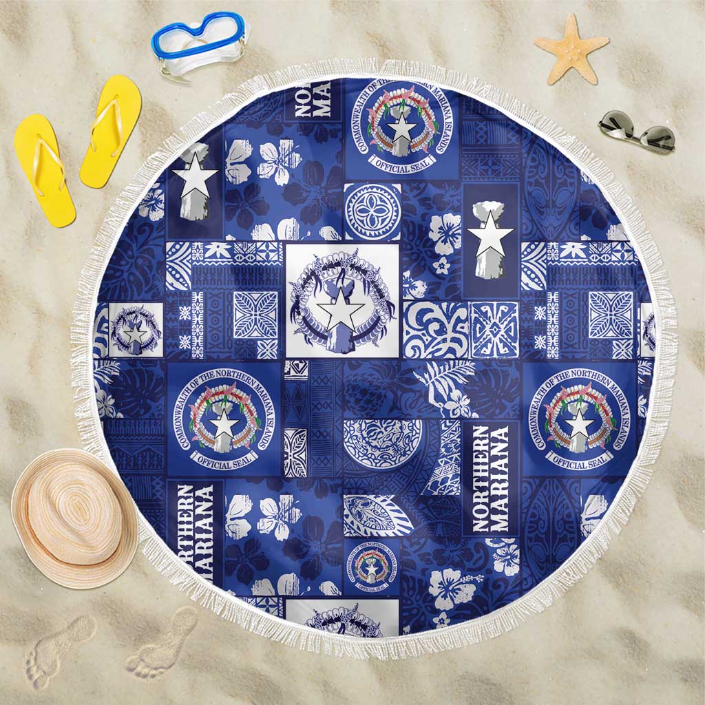 Northern Mariana Islands Magof Nochebuena Beach Blanket Pacific Patchwork Xmas Vibes LT9 One Size 150cm Blue - Polynesian Pride