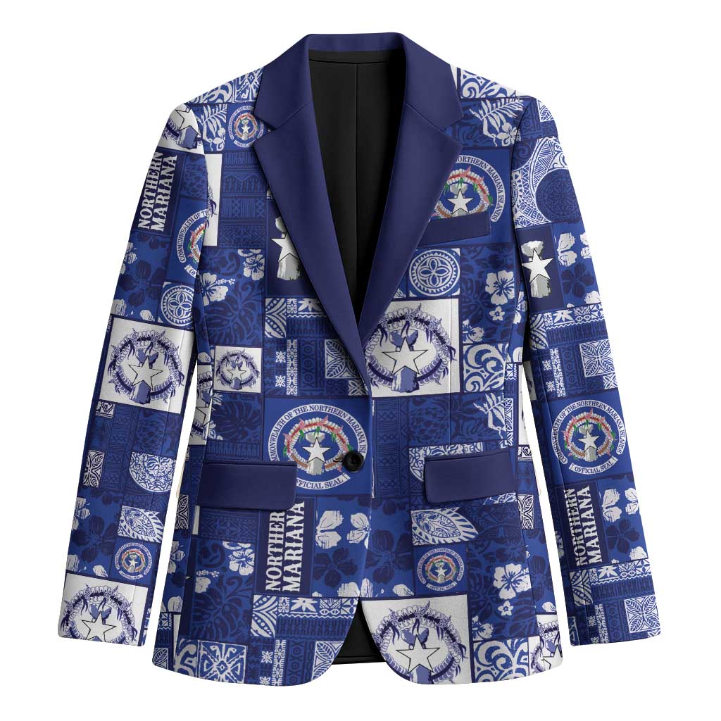 Northern Mariana Islands Magof Nochebuena Blazer Pacific Patchwork Xmas Vibes LT9 Unisex Blue - Polynesian Pride