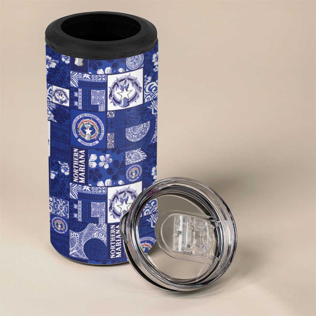 Northern Mariana Islands Magof Nochebuena 4 in 1 Can Cooler Tumbler Pacific Patchwork Xmas Vibes - Polynesian Pride