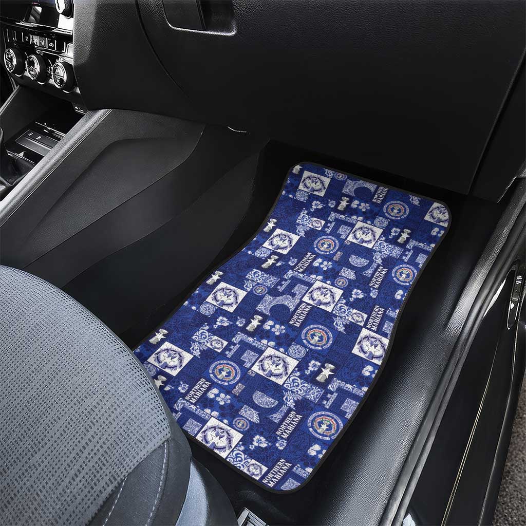 Northern Mariana Islands Magof Nochebuena Car Mats Pacific Patchwork Xmas Vibes - Polynesian Pride