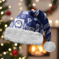 Northern Mariana Islands Magof Nochebuena Christmas Santa Hat Pacific Patchwork Xmas Vibes LT9 With Fur Blue - Polynesian Pride