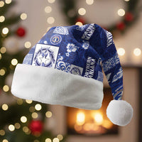 Northern Mariana Islands Magof Nochebuena Christmas Santa Hat Pacific Patchwork Xmas Vibes LT9 Without Fur Blue - Polynesian Pride