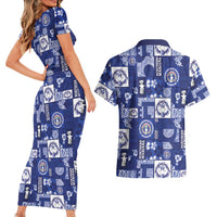 Northern Mariana Islands Magof Nochebuena Couples Matching Short Sleeve Bodycon Dress and Hawaiian Shirt Pacific Patchwork Xmas Vibes LT9 - Polynesian Pride
