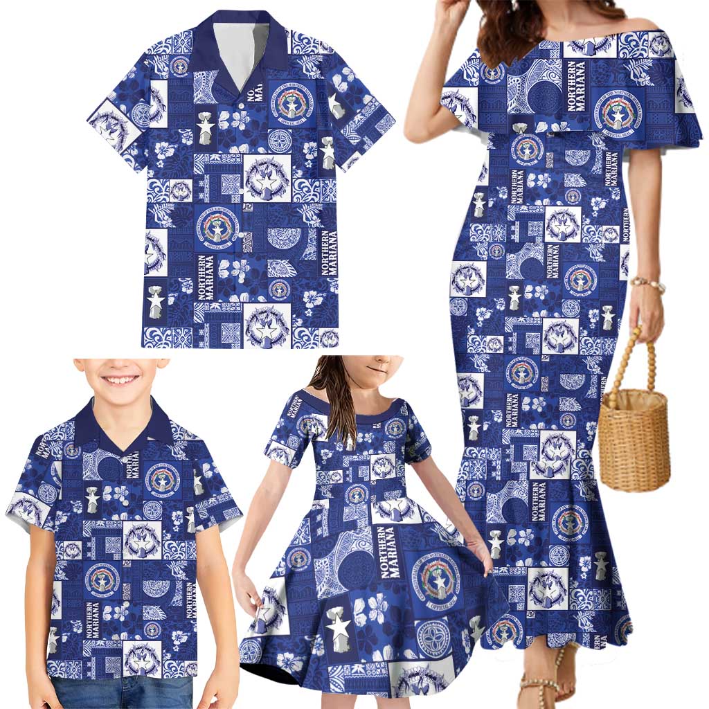 Northern Mariana Islands Magof Nochebuena Family Matching Mermaid Dress and Hawaiian Shirt Pacific Patchwork Xmas Vibes LT9 - Polynesian Pride