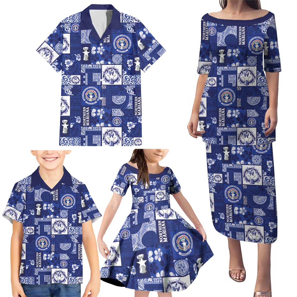 Northern Mariana Islands Magof Nochebuena Family Matching Puletasi and Hawaiian Shirt Pacific Patchwork Xmas Vibes LT9 - Polynesian Pride
