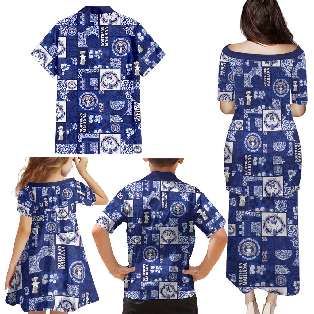 Northern Mariana Islands Magof Nochebuena Family Matching Puletasi and Hawaiian Shirt Pacific Patchwork Xmas Vibes LT9 - Polynesian Pride