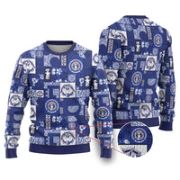 Northern Mariana Islands Magof Nochebuena Ugly Christmas Sweater Pacific Patchwork Xmas Vibes LT9 Blue - Polynesian Pride