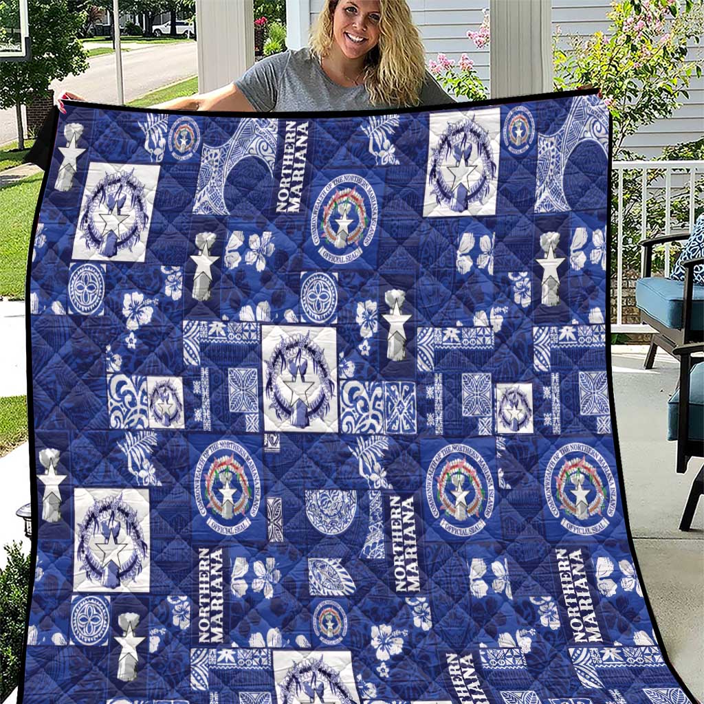 Northern Mariana Islands Magof Nochebuena Quilt Pacific Patchwork Xmas Vibes LT9 Blue - Polynesian Pride