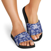 Northern Mariana Islands Magof Nochebuena Slide Sandals Pacific Patchwork Xmas Vibes - Polynesian Pride