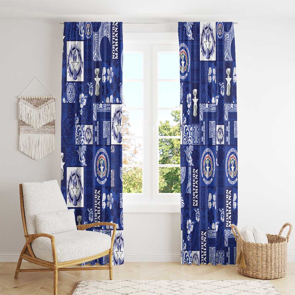 Northern Mariana Islands Magof Nochebuena Window Curtain Pacific Patchwork Xmas Vibes - Polynesian Pride