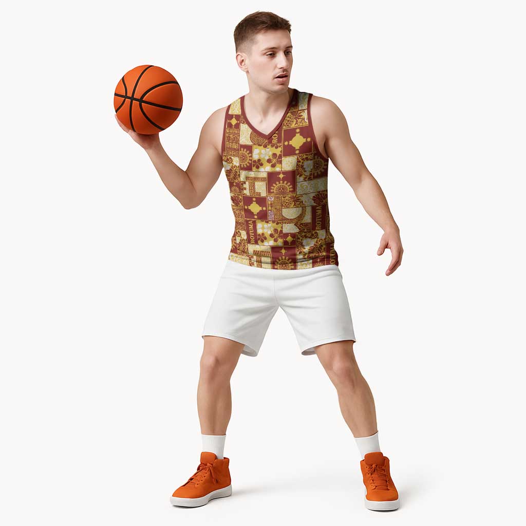 Rotuma Faiakse'ea 'e Kirisimasi Basketball Jersey Pacific Patchwork Xmas Vibes - Polynesian Pride