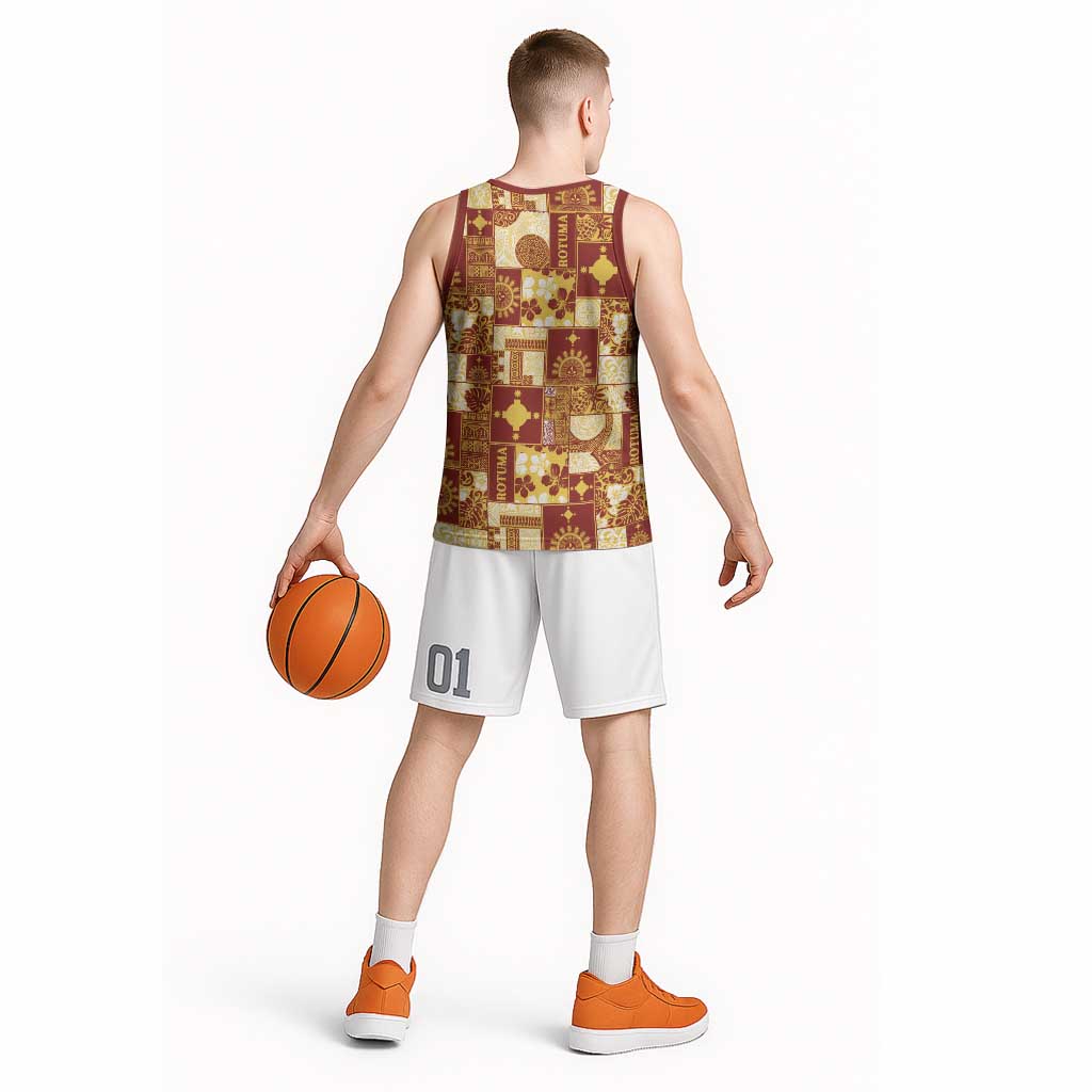 Rotuma Faiakse'ea 'e Kirisimasi Basketball Jersey Pacific Patchwork Xmas Vibes - Polynesian Pride