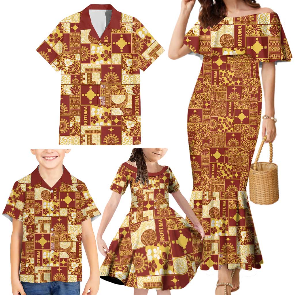 Rotuma Faiakse'ea 'e Kirisimasi Family Matching Mermaid Dress and Hawaiian Shirt Pacific Patchwork Xmas Vibes - Polynesian Pride