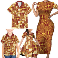 Rotuma Faiakse'ea 'e Kirisimasi Family Matching Short Sleeve Bodycon Dress and Hawaiian Shirt Pacific Patchwork Xmas Vibes - Polynesian Pride