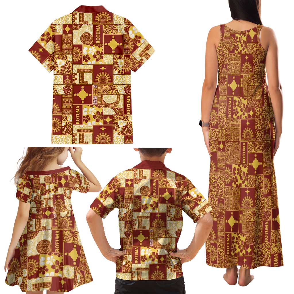 Rotuma Faiakse'ea 'e Kirisimasi Family Matching Tank Maxi Dress and Hawaiian Shirt Pacific Patchwork Xmas Vibes - Polynesian Pride