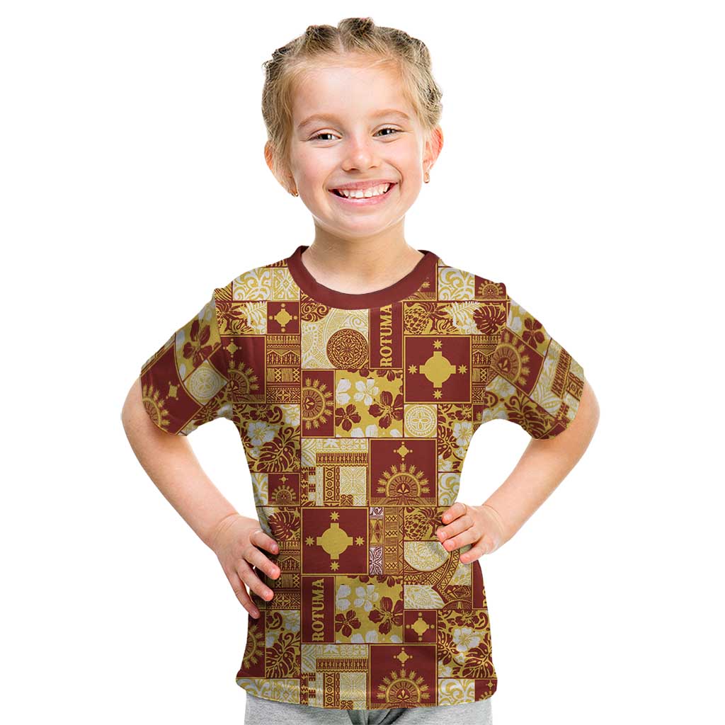 Rotuma Faiakse'ea 'e Kirisimasi Kid T Shirt Pacific Patchwork Xmas Vibes - Polynesian Pride