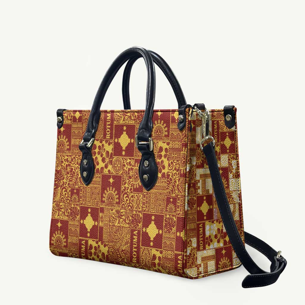 Rotuma Faiakse'ea 'e Kirisimasi Leather Bag Pacific Patchwork Xmas Vibes - Polynesian Pride