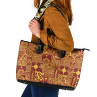 Rotuma Faiakse'ea 'e Kirisimasi Leather Tote Bag Pacific Patchwork Xmas Vibes - Polynesian Pride