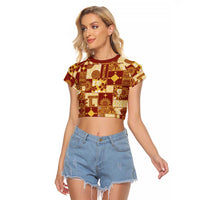 Rotuma Faiakse'ea 'e Kirisimasi Raglan Cropped T Shirt Pacific Patchwork Xmas Vibes - Polynesian Pride