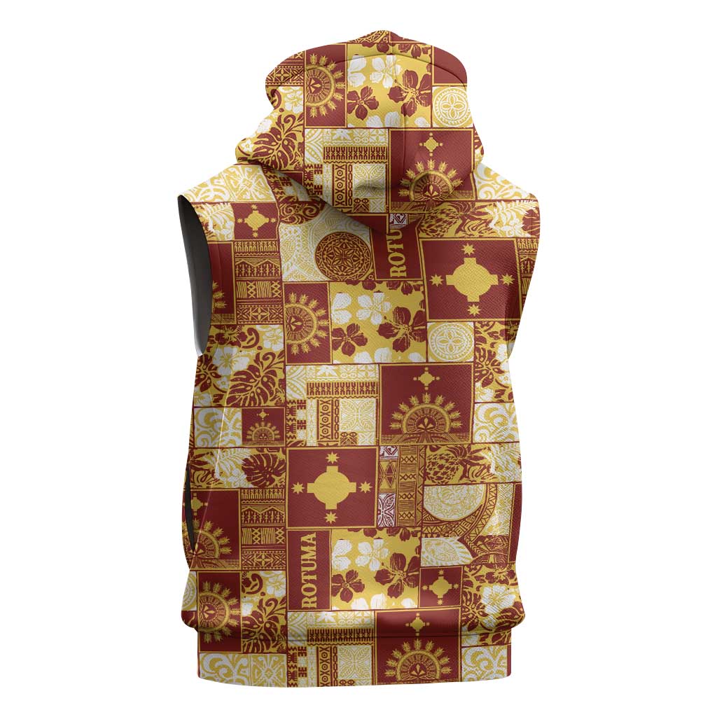 Rotuma Faiakse'ea 'e Kirisimasi Sleeveless Zip Hoodie Pacific Patchwork Xmas Vibes - Polynesian Pride